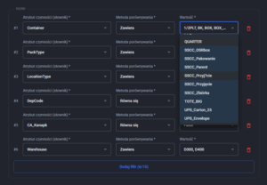 zaawansowane normy a wydajność pracy w magazynie - przykładowe filtry
